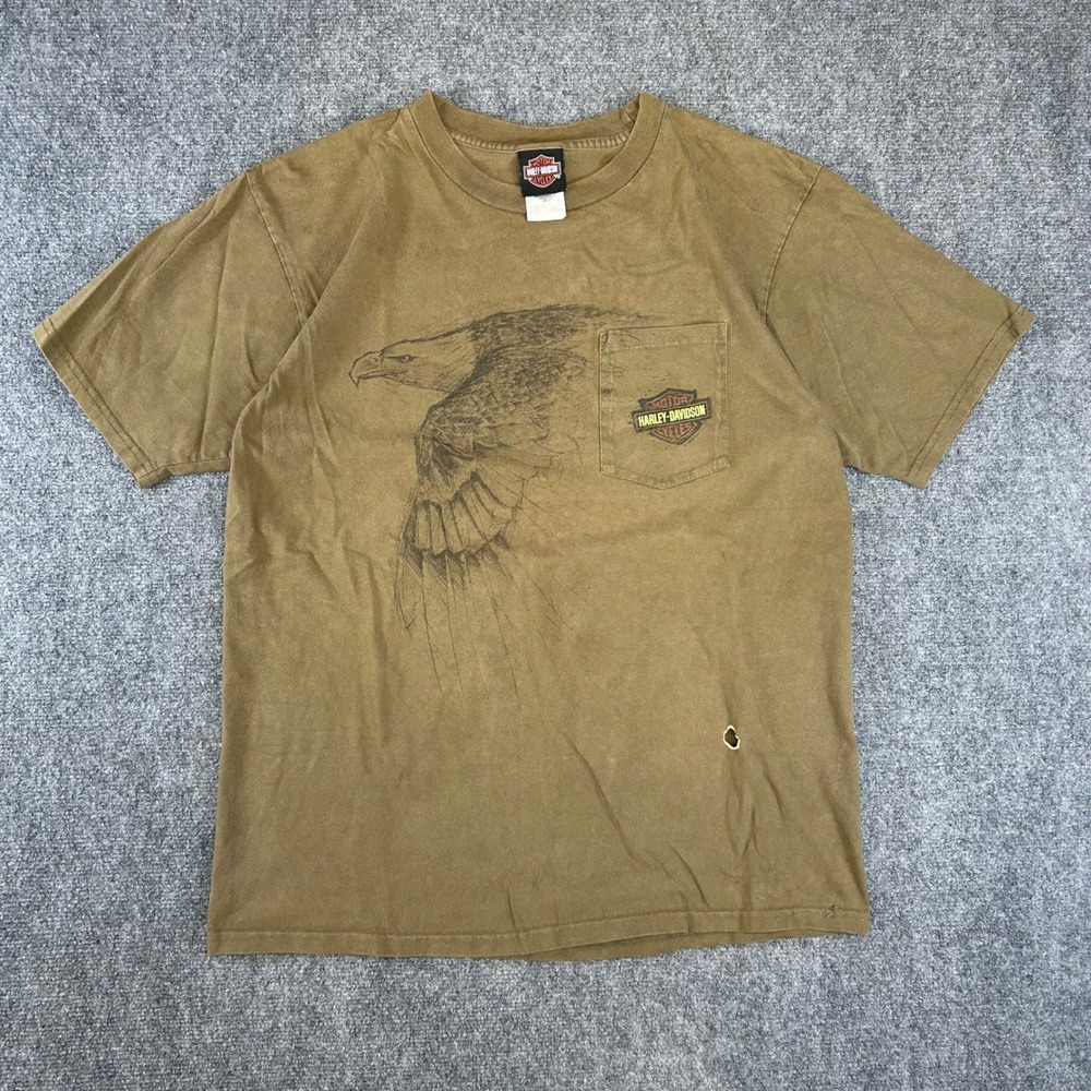 Harley-Davidson Daytona Beach Eagle Pocket T-Shirt Brown Mens XL Bruce Rossmeyer